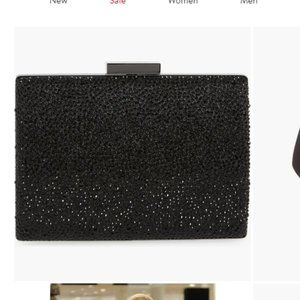 Olga Berg Gabby Metallic Hot Fix Crystal Clutch
